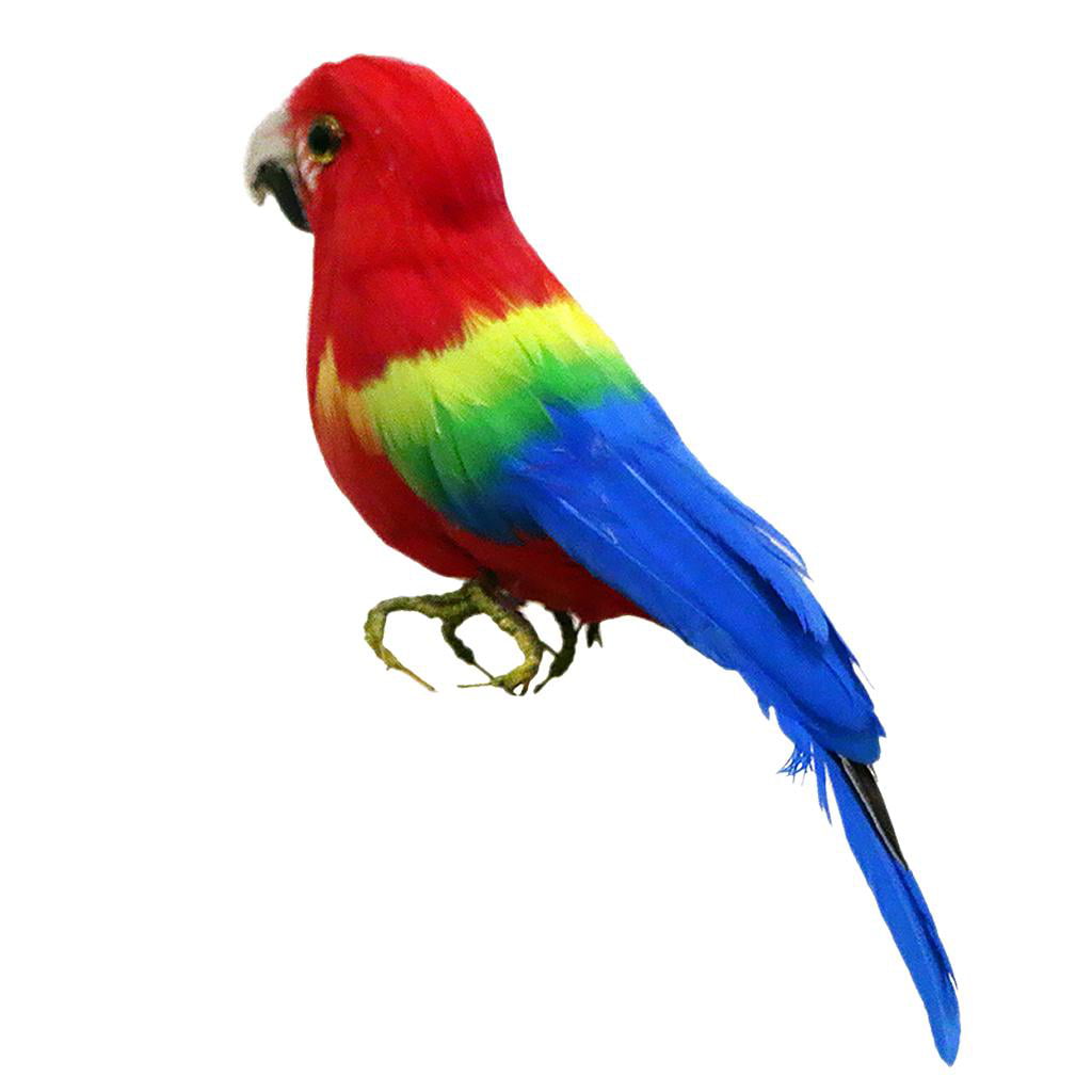 13 Inch Tall Tropical Palm Parrots Birds Luau Summer Centerpiece Metallic Fringe 