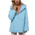 thumbnail image 2 of JUSLIO Button-Up Tops for Women with Pockets Hoodies Sweatshirts Solid Long sleeve V Neck Sweatshirts Blue XL, 2 of 5