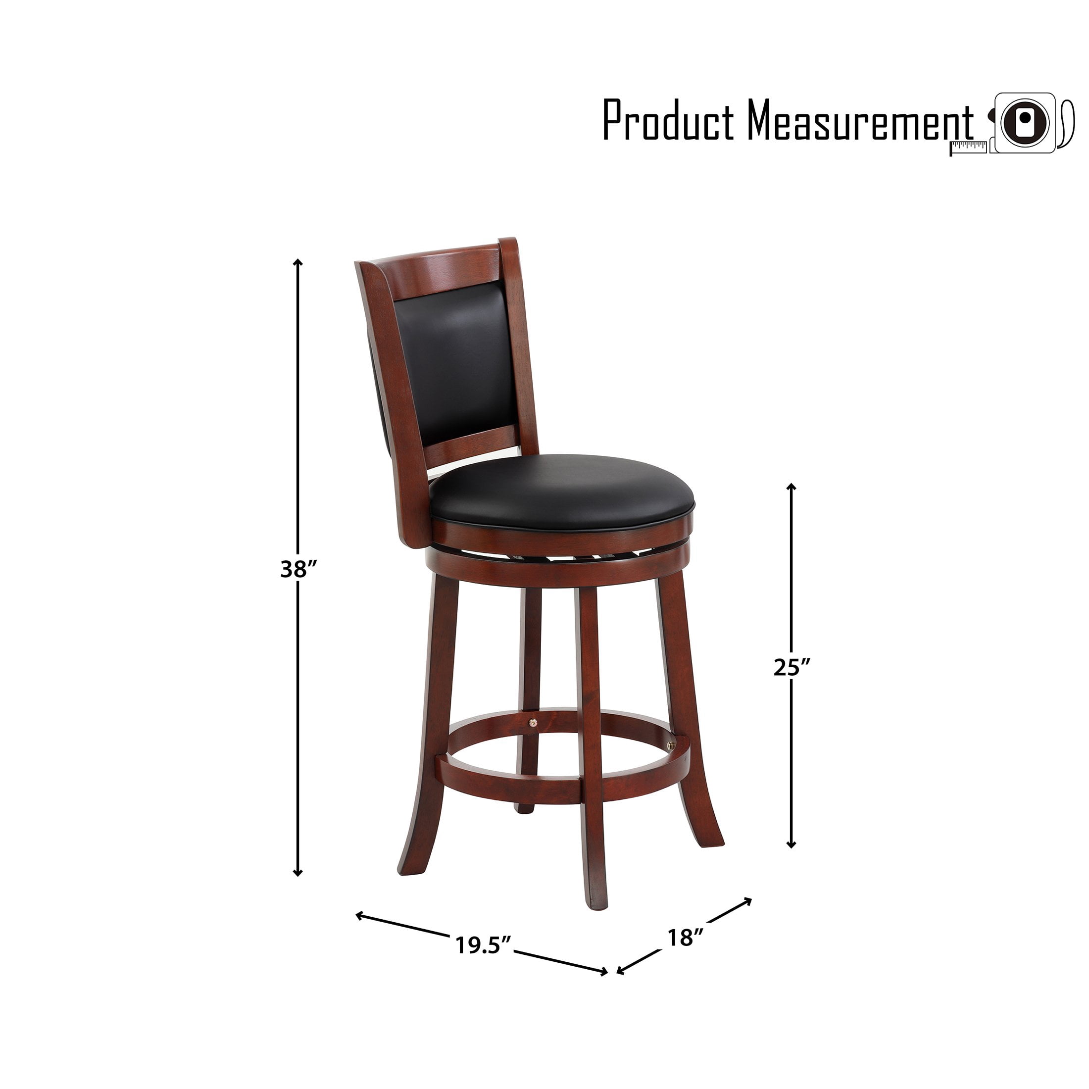 OakvillePark Odelia Solid Back Swivel Barstool, Counter Height, Cherry