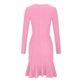 thumbnail image 5 of IROINNID Savings Long Sleeve Dress for Women Knee-Length Sheath Dress Slim Waist Dress Long Sleeve Solid Color Dress,Pink, 5 of 6
