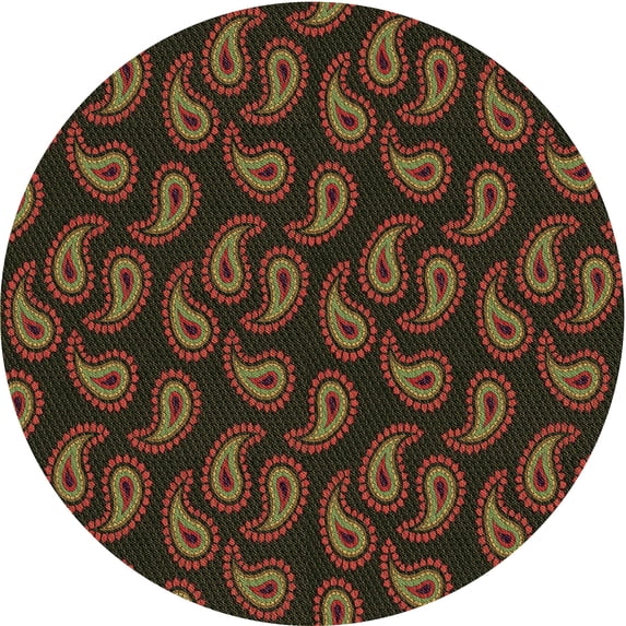 Ahgly Company Machine Washable Indoor Round Transitional Red Brown Area Rugs, 8' Round