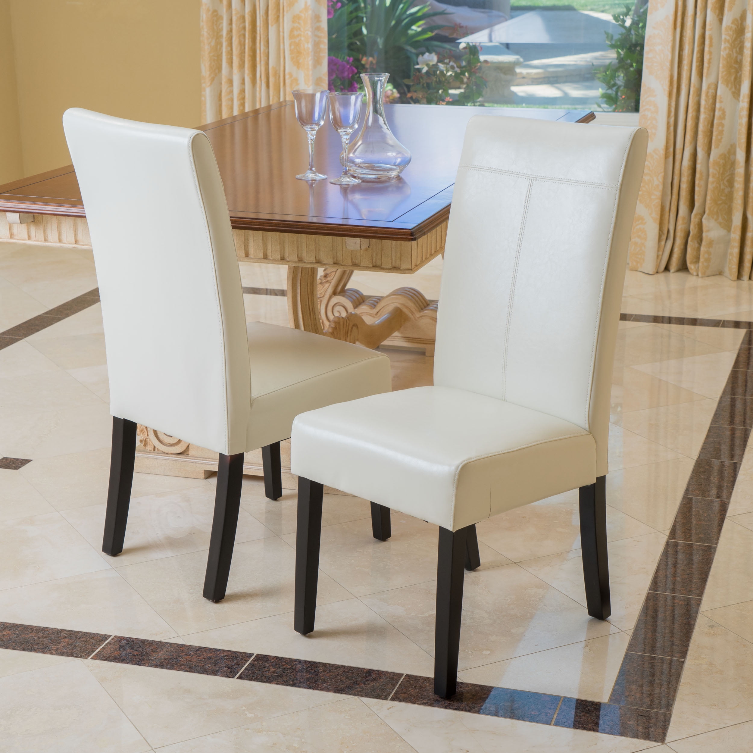 off white leather dining room chairs