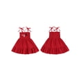 thumbnail image 2 of Loicainy Toddler Kids Girls 4th of July Dress 12 18 24 Months 2T 3T 4T 5T 6T Sleeveless Tie Shoulder Letter Embroidery Smocked Dresses for Independence Day, 2 of 8