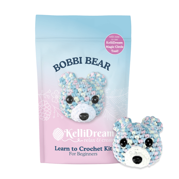 Learn to Crochet Kit for Beginners ~ Bobbi Bear (Includes Blue Magic Circle Tool)