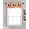 thumbnail image 3 of Farmhouse Chick Linen Curtain Valance for Bedroom/Bathroom/Kitchen/Office/Living/Dining Room Window,Brown Plaid Retro Animal Rooster Pocket Topper Drapes Decorative Cafe Drapery Panel 42"x12", 3 of 6