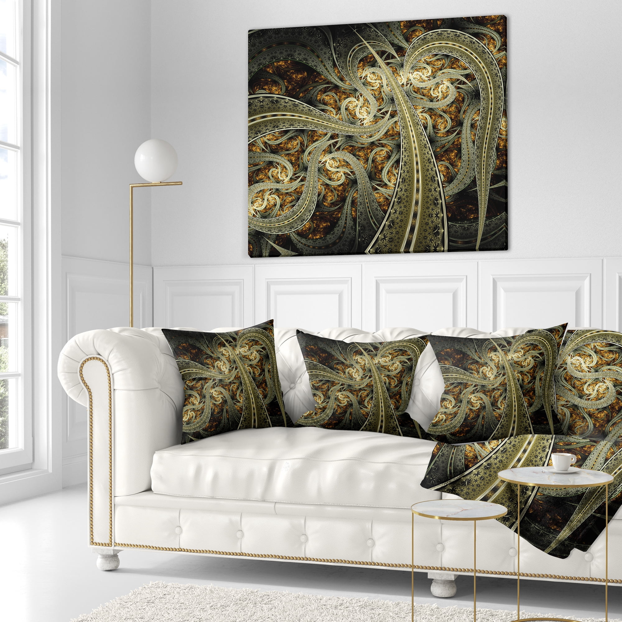 Designart Metallic Fabric Pattern - Abstract Throw Pillow - 16x16