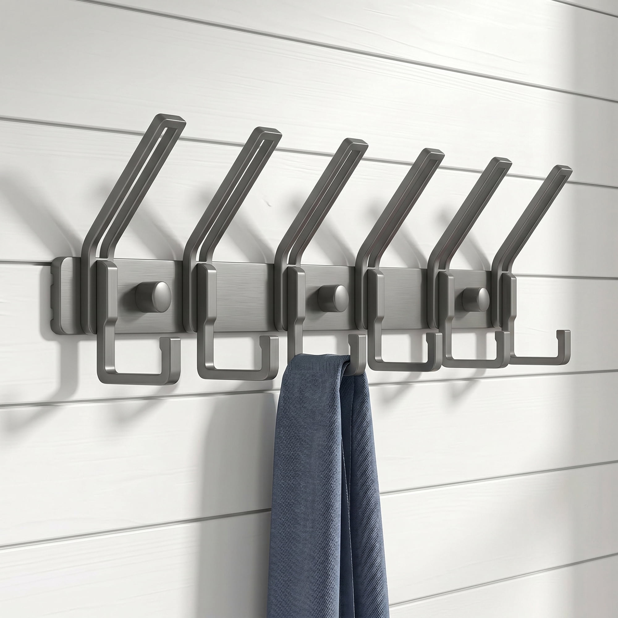 Unique Bargains Wall Mount Coat Rack Hook for Bathroom Organization Gray 6 Hooks