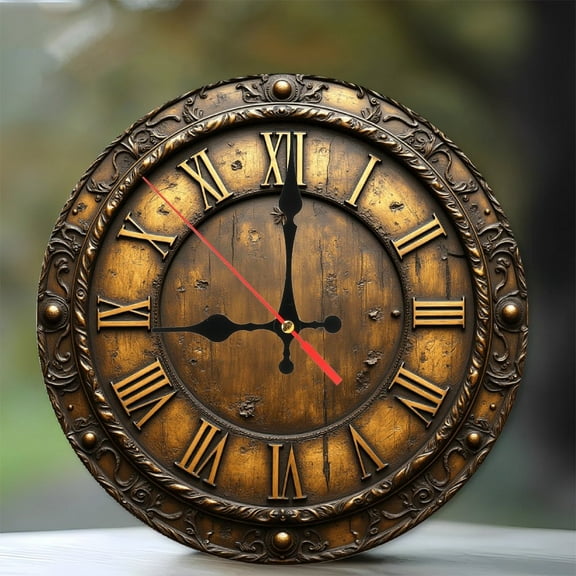 Vintage Antique Wall Clock Decorative Home Decor 10-Inch Silent Wooden Wall Clock, Battery Operated (AA Batteries Not Included), Artistic Home Decor