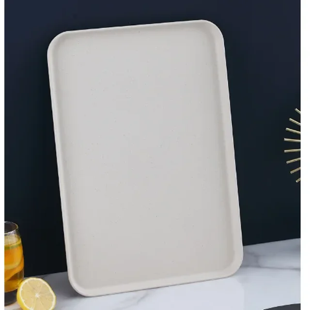 Tray Plastic Food and Beverage Fast Food Serving Rectangular Restaurant Kindergarten Children Puzzle Plate Beige 24cm 17cm