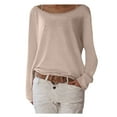 thumbnail image 1 of LSLJS T-Shirt à Manches Longues pour Femmes, Col Rond, Couleur Unie, Ample, Cadeaux pour Femmes, 1 of 5