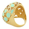 thumbnail image 3 of Fashion Alloy Yellow Gold-Tone Turquoise-Tone White Clear CZ Statement Cocktail Ring, 3 of 3