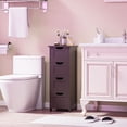 thumbnail image 2 of Favory Bathroom Floor Cabinet, Wooden Side Storage Organizer, 4 Drawers Free-Standing Cabinet for Bathroom/Hallway/Living Room-Brown, 2 of 20