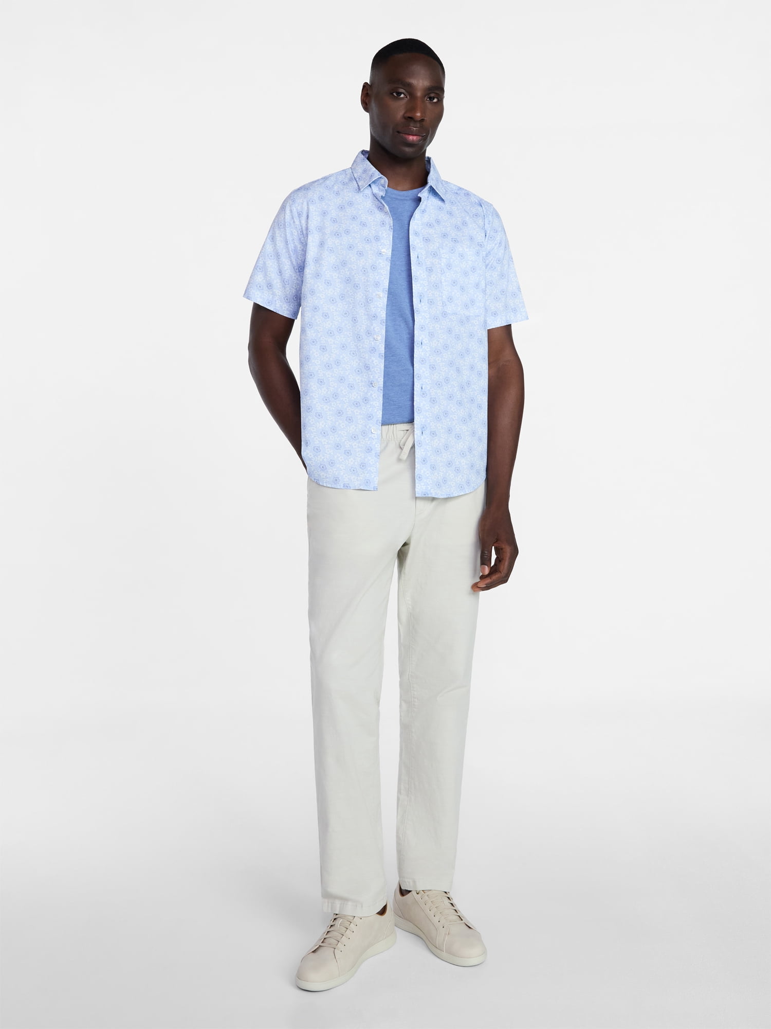 George Men's & Big Men's Modern Fit Button Up Performance Shirt with Short Sleeves, Sizes S-3XL