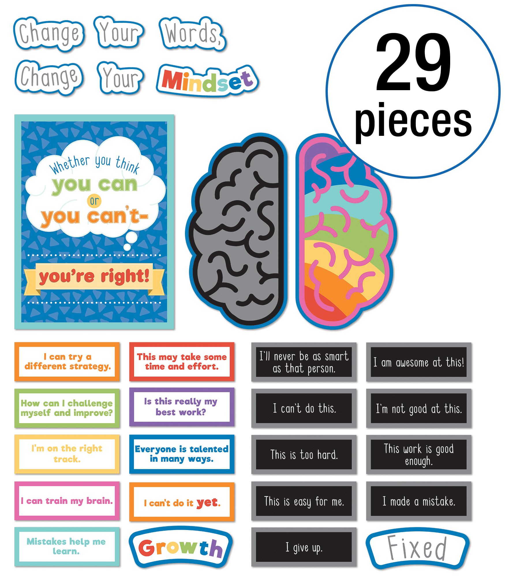 Carson Dellosa Growth Mindset Bulletin Board Set 29 Pieces