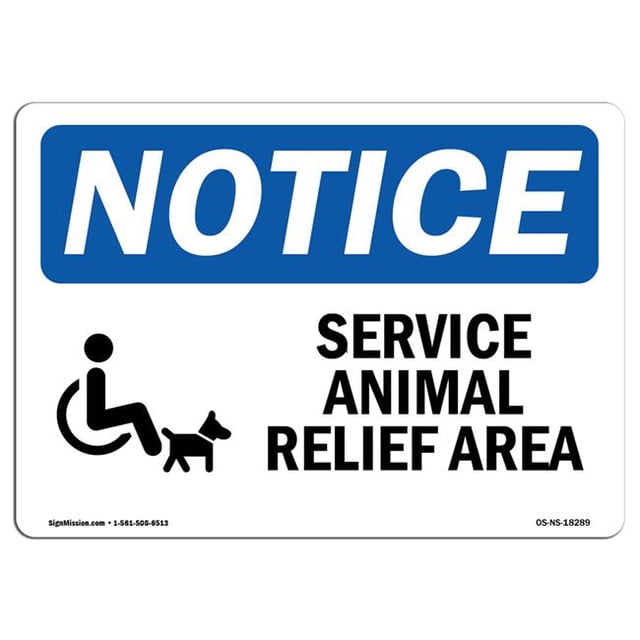 SignMission OS-NS-D-1218-L-18289 OSHA Panneau de Signalisation - Signe de Zone de Secours pour Animaux de Service avec Symbole