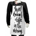 thumbnail image 1 of Saying Kids Apron, Dreams and Coffee in the Morning Hand Drawn Text Paint Splashes, Boys Girls Apron Bib with Adjustable Ties for Cooking Baking Painting, Black and White, by Ambesonne, 1 of 2