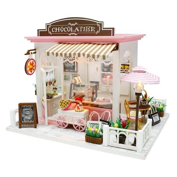 BESTSKY Dollhouse Miniature with Furniture,DIY Wooden Crafts Doll House Mini Handmade Kit with Dust Proof Cover,1:24 Scale Creative Room Idea Gift for Adult Friend Lover