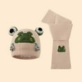 thumbnail image 2 of Unisex Winter Knitted Hat And Scarf Set For Kids Cartoon Frog Embroidery Soft Yarn Baby Hat And Neck Warmer Comfortable Warm For Cold Weather Beige, 2 of 4