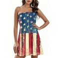 thumbnail image 2 of Patriotic Independence Day Bandeau Dress for Women, Festive Sleeveless Summer Dress with American Flag Print, Breathable Beachwear for Poolside Vacations,Sky Blue L, 2 of 5