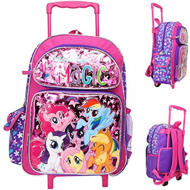 Pony my little pony 16" large rolling school backpack girl's book bag