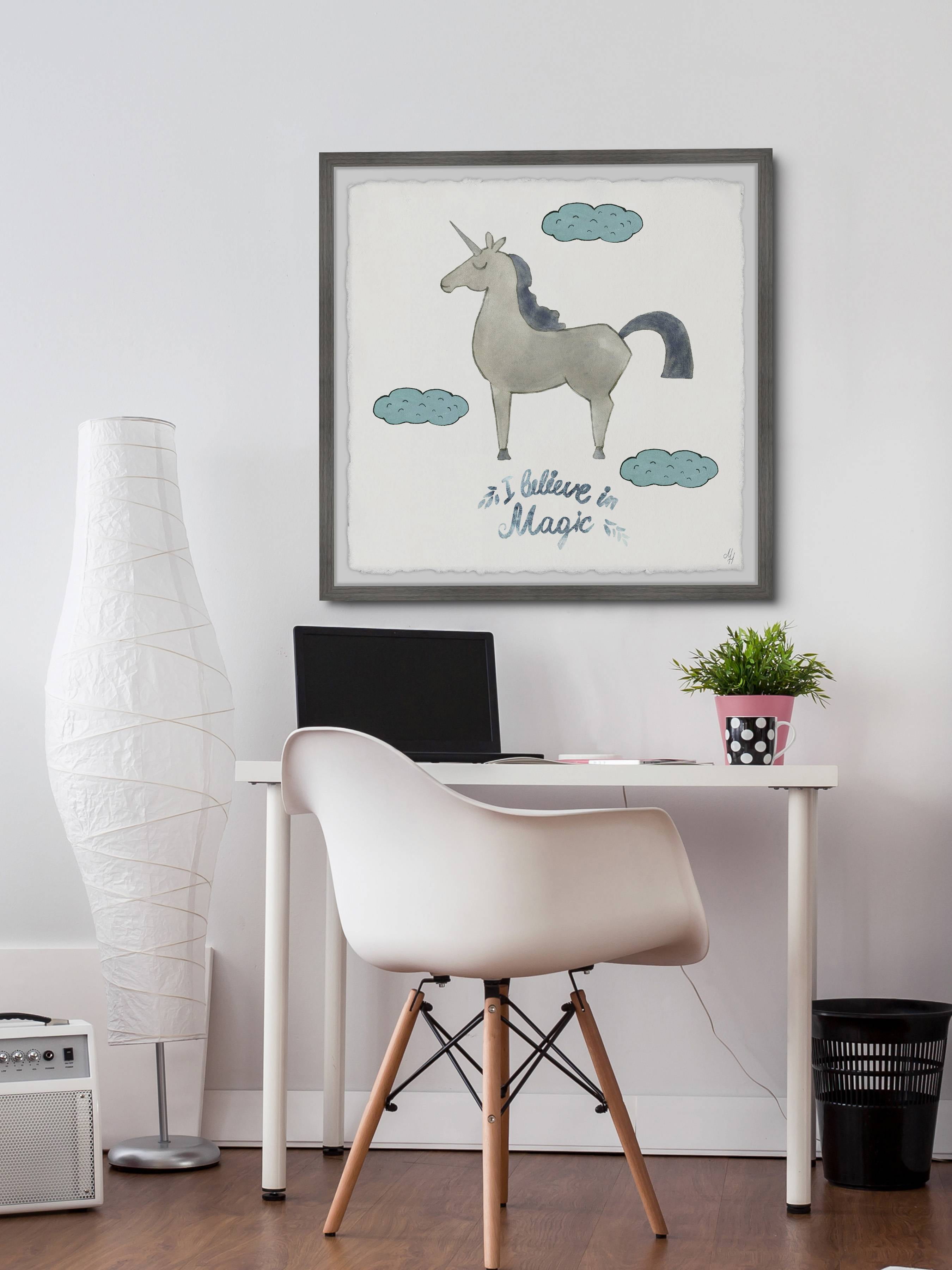 Marmont Hill I Believe In Magic – Unicorn Framed Wall Art, 18.00" x 1.50"