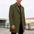 thumbnail image 2 of Timoontee Men's Solid Medium Long Casual Coat Coat Long Sleeve Lapel Collar Pocket Coat Green XL, 2 of 10