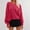 Red, variant on Titcea Sweatshirt for Women Oversized Solid Color Crewneck Puff Long Sleeve Sweatshirts Loose Casual Pullover Sweaters