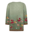thumbnail image 5 of Wutalume 3/4 Sleeve Tops for Women, Button-Up V-Neck T-Shirt with Floral Print for Weekend, Daily Wear, Relaxed Style, and Soft Fabric,Green 3XL, 5 of 5