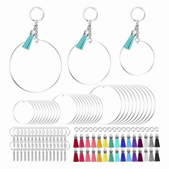 Acrylic Keychain Blank Set: 3 Inch 2.5 Inch 2 Inch Round Clear Acrylic Blanks,for DIY Keychain Craft