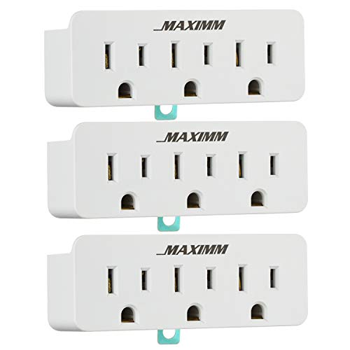 Maximm (3Pack) 3 Outlet Grounding Adapter With Grounding Plug White