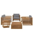 thumbnail image 2 of Modway Carlsbad 6-Piece Teak Wood Outdoor Patio Set in Natural/Gray, 2 of 8