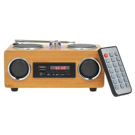SRB53 Portable Bamboo Bluetooth Speaker Wireless Stereo Bass HIFI Music Subwoofer Support FM Radio AUX TF U Disk Audio Input Hands-free Calls w/ Mic Remote (Best Hifi Speakers For The Money)