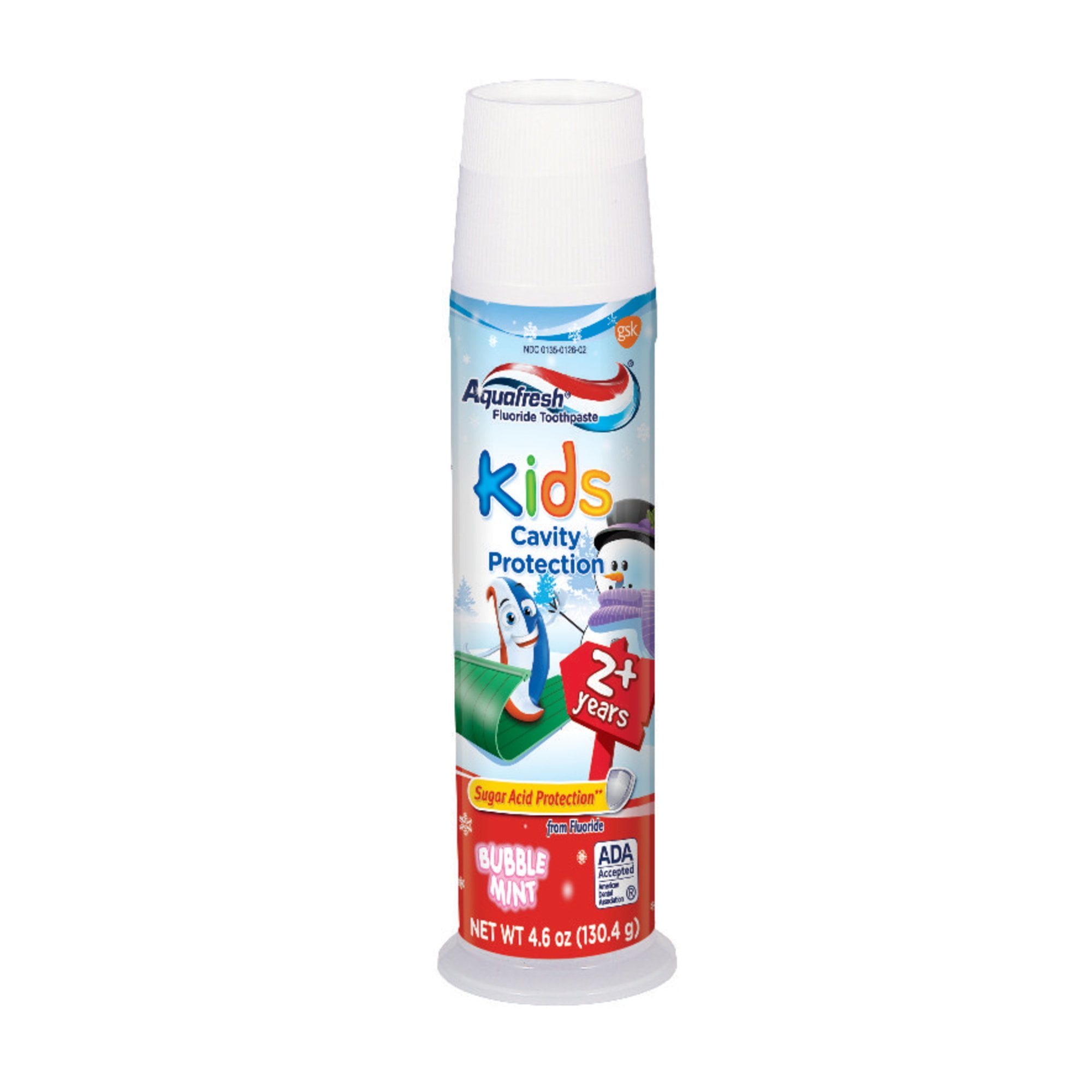 Aquafresh Kids Cavity Protection Fluoride Toothpaste Pump, Bubble Mint, 4.6 Oz