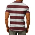 thumbnail image 5 of Yifymode Men's V Neck Short Sleeve T-Shirt, Wide Horizontal Stripe Print Chest Pocket Casual Top Wine L, 5 of 7