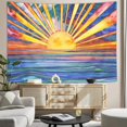 thumbnail image 3 of Boho Sun Ocean Tapestry, Funny Hippie 70S Sunrise Sunset Classroom Tapestry for Bedroom, Retro Colorfull Rainbow Aesthetic Wall Tapestry Hanging Home Room Bedroom College Dorm, 60X40IN, 3 of 3