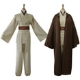 thumbnail image 2 of Disfraz de caballero Jedi estrella de cine, disfraz de Wan, túnica negra, uniforme de guerrero Obi, capa, fiesta de carnaval de Halloween para hombres, 2 of 5