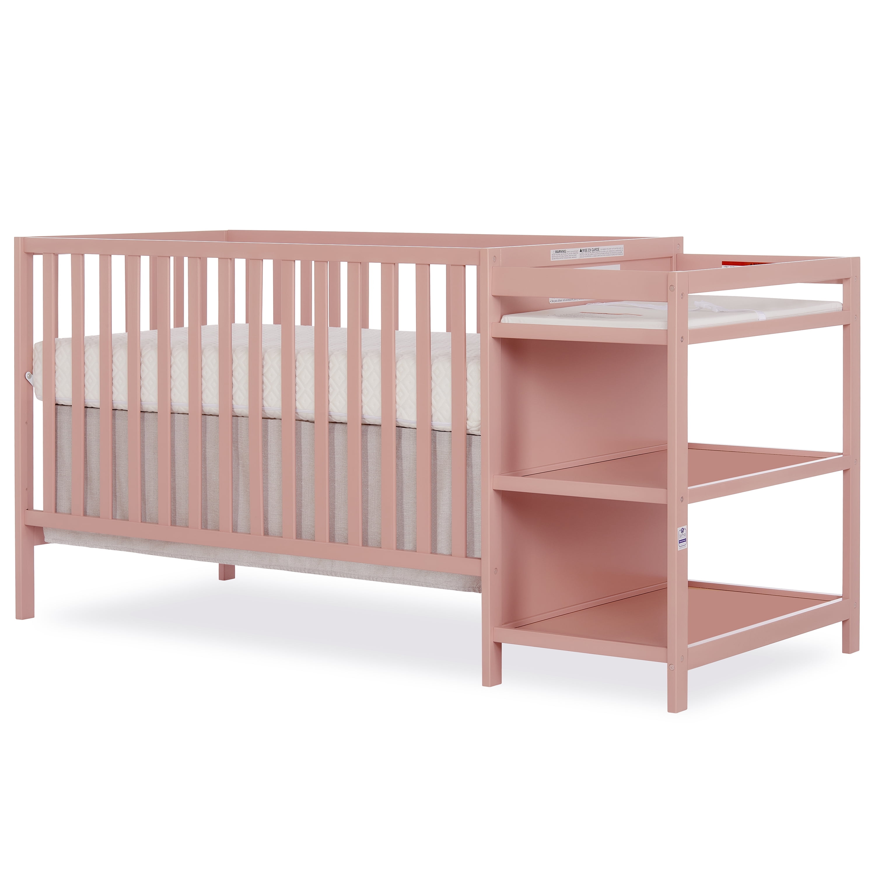 Dream On Me Synergy Convertible Baby Crib and Changer in Dusty Pink with Detachable Changing Table Walmart