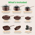 thumbnail image 2 of NutriChef 14 Piece Non-stick Kitchen Cookware Set, Brown, 2 of 7