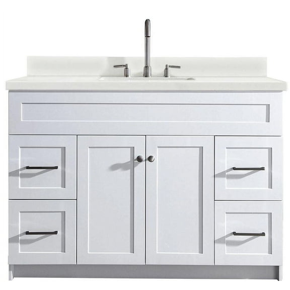 ARIEL Hamlet 49 in. Bath Vanity in White with Quartz Vanity Top in White with White Basin
