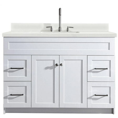 ARIEL Hamlet 49 in. Bath Vanity in White with Quartz Vanity Top in White with White Basin