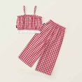thumbnail image 2 of MEZZALL Girls Gingham Print Tank Tops & Wide Leg Pants Set Casual Summer Outfit For Toddlers 3 8 Years Cozy Baby Wear, 2 of 9