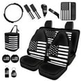 thumbnail image 2 of XYZCANDO American Flag Print Handbrake Cover Car Cushion Cover Steering Wheel Cover Armrest Cover Seat Belt Cover Keychain Fender Cover Lipstick Cover Trash Can Car Coasters Washable, 2 of 7