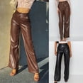 thumbnail image 4 of Moda Mujer Cintura Alta Cuero Sólido Pantalones Casual Señoras Pantalones Elásticos Odeerbi  ODB-6, 4 of 4