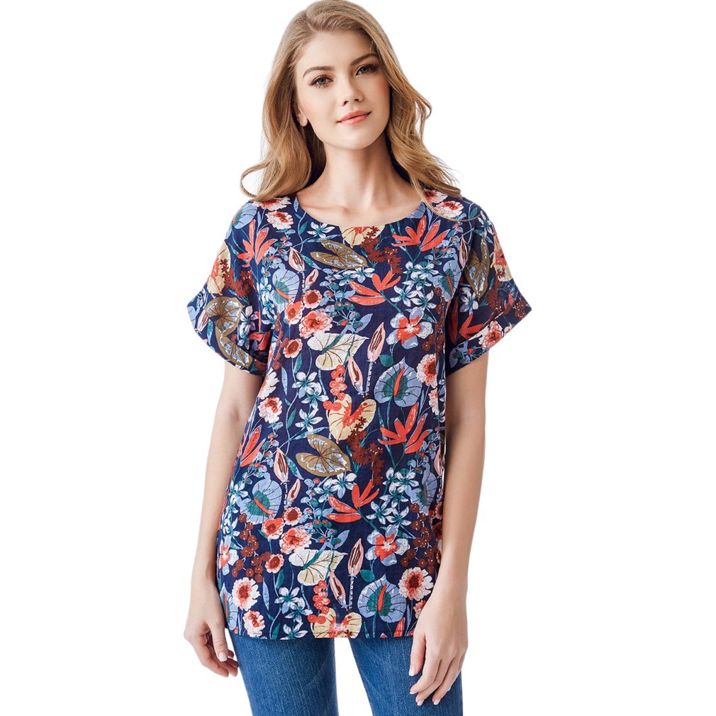 Women Floral Printed Cotton Linen 
