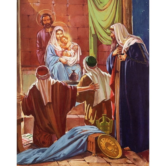 Catholic print picture - NATIVITY 3 P - 8" x 10" ready to be framed