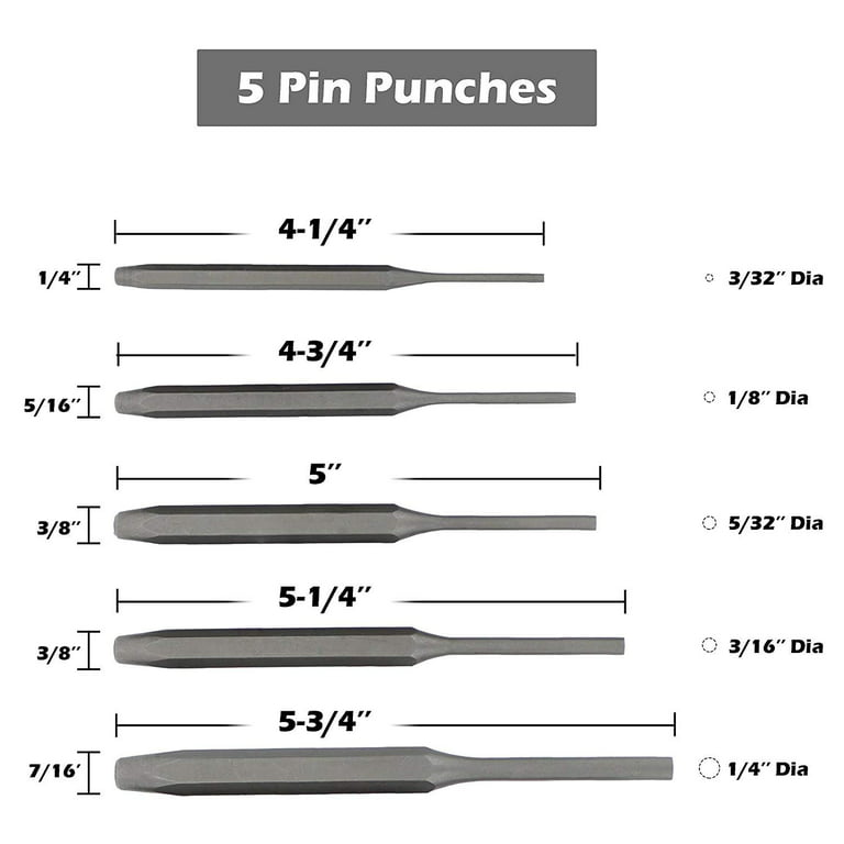NEW 6 Piece Pin Punch Set - Pins Rivets Keys Rusted Fasteners Removal Tool