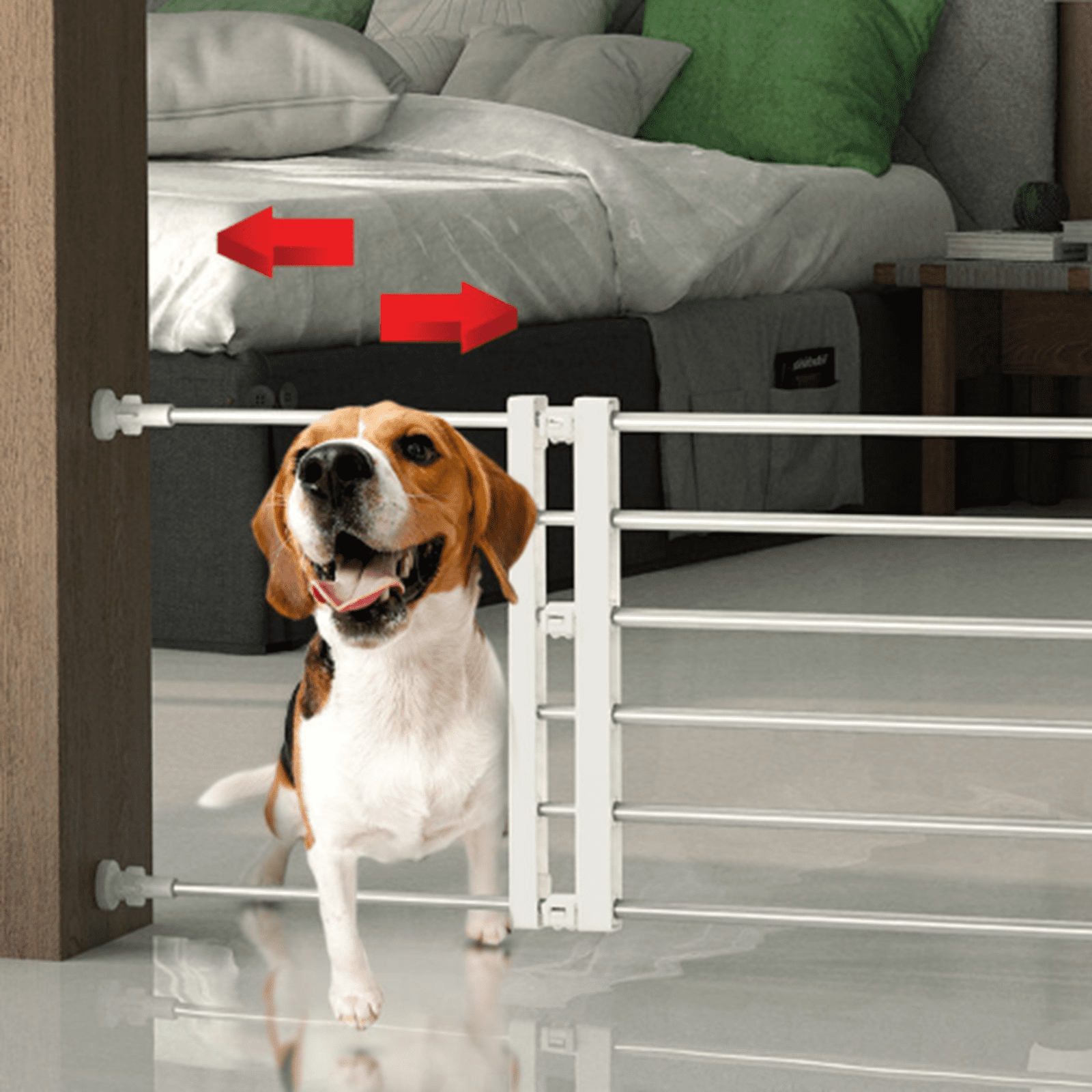 Xhegex Extra Wide Metal Pet Gate for Dogs, No Drilling Retractable Stair Gate, Living Room Dog Barrier for Pets, Safe and Durable
