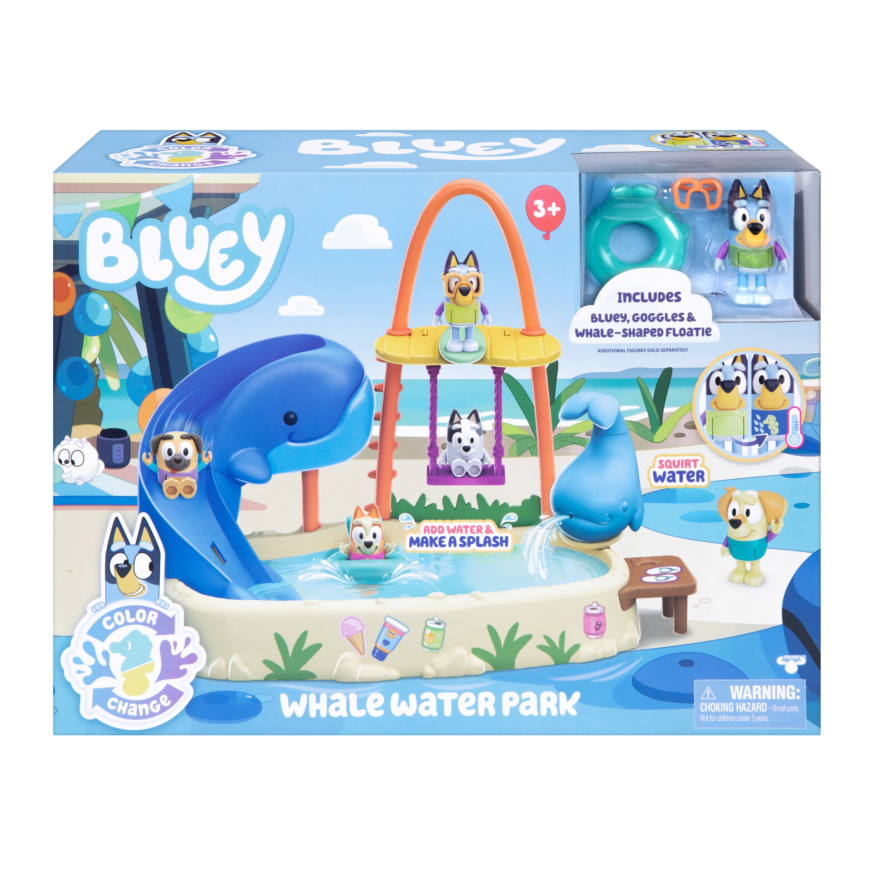 Bluey Whale Water Park Playset, Slide Down The Whale Slide, Includes Color Change Bluey Figure, Ages 3+