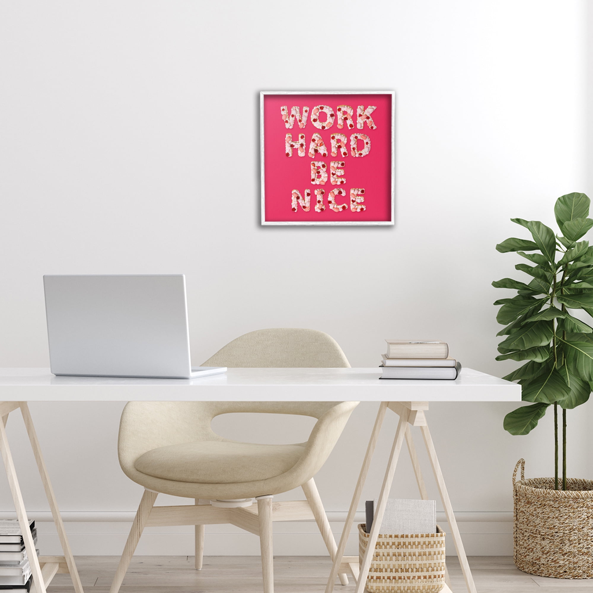 Work Hard Be Nice White Framed Giclee Art, design by LISH Creative