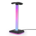 thumbnail image 1 of TFixol RGB Illuminated Headphone Stand with Detachable USB-Powered Base, Black ABS+PC+TPU Desktop Holder for Earphones, 22cm Bracket, 11x10cm Base, 8.2x5cm Storage Tray, 5V 3W Plug-and-Play Design, 1 of 6